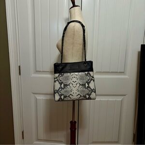 NWOT DKNY Leather Black & Snakeskin Embossed Handbag​